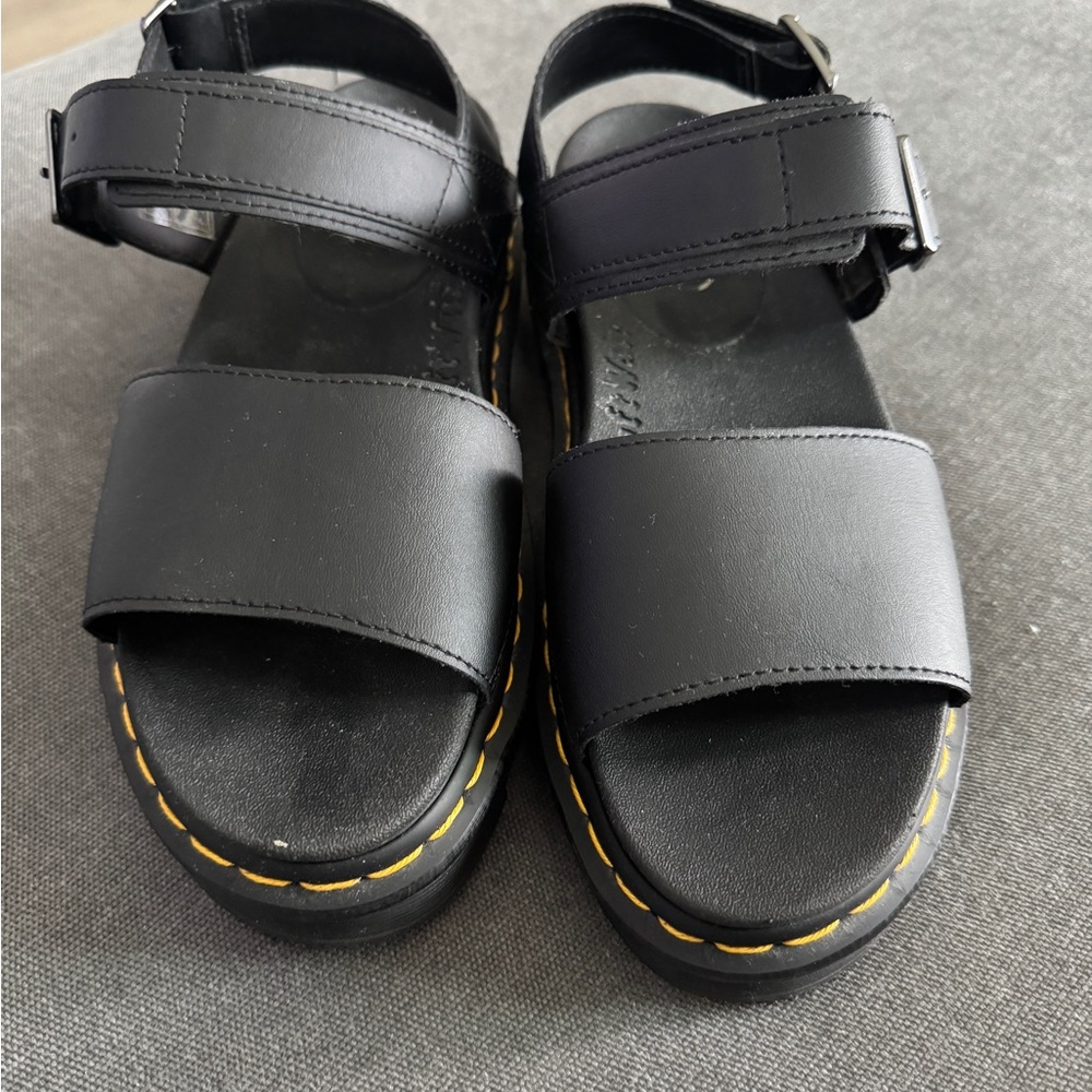 Dr. Martens Platform Sandals with Yellow Stitching